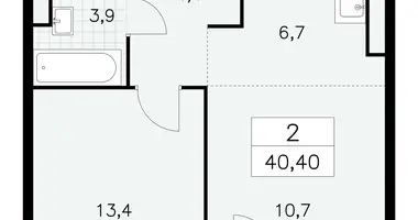2 room apartment in Moscow, Russia