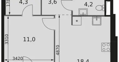 1 room apartment in Moscow, Russia