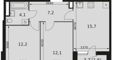 Appartement 2 chambres dans Moscou, Russie