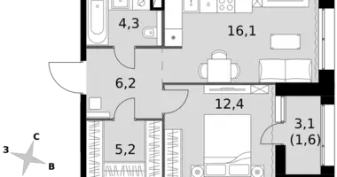 Appartement 1 chambre dans Moscou, Russie