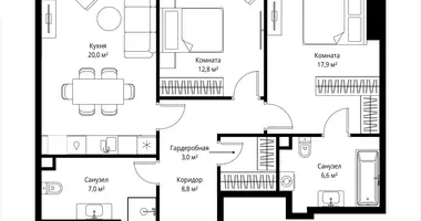 Квартира 2 комнаты в Москва, Россия