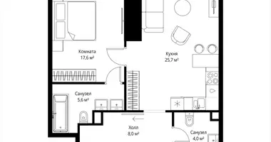 1 room apartment in Moscow, Russia