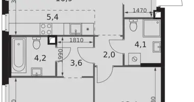 3 room apartment in Moscow, Russia