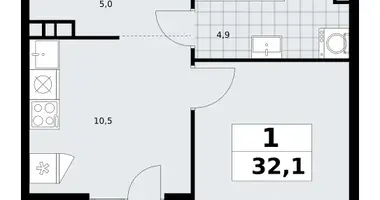 Appartement 1 chambre dans Moscou, Russie