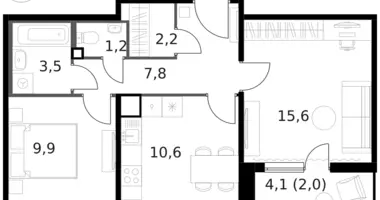 2 room apartment in Moscow, Russia