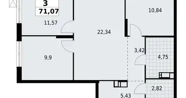 Wohnung 3 zimmer in Lagolovskoe selskoe poselenie, Russland