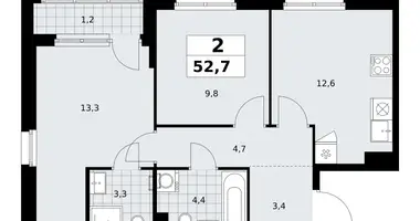 Apartamento 2 habitaciones en Kommunarka, Rusia