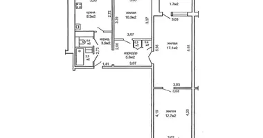 3 room apartment in Minsk, Belarus