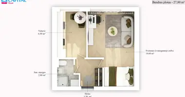 1 room apartment in Ukmerge, Lithuania