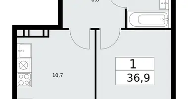 1 room apartment in Kommunarka, Russia
