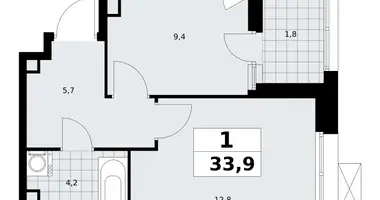 1 room apartment in Kommunarka, Russia