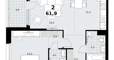 2 room apartment in Kommunarka, Russia