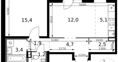 Wohnung 2 zimmer in Leninsky District, Russland