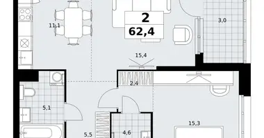 Mieszkanie 2 pokoi w Kommunarka, Rosja