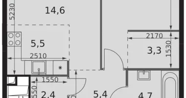 2 room apartment in Moscow, Russia