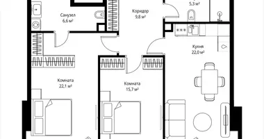 Wohnung 2 zimmer in Moskau, Russland