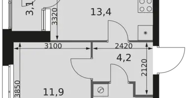 Apartamento 1 habitación en Moscú, Rusia