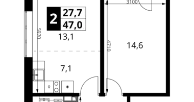 2 room apartment in Sapronovo, Russia