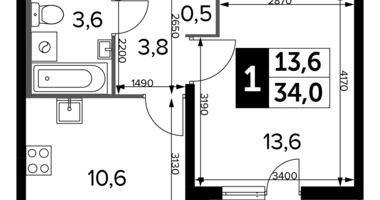 Apartamento 1 habitación en Liúbertsy, Rusia