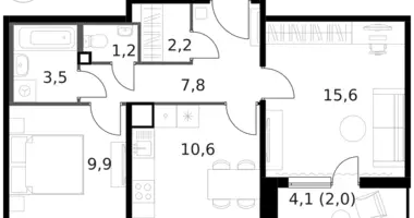 2 room apartment in Moscow, Russia