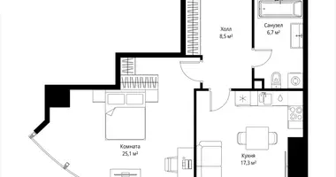 Mieszkanie 1 pokój w Moskwa, Rosja