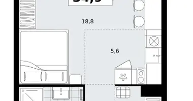 1 room apartment in Kommunarka, Russia