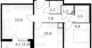 2 room apartment in Moscow, Russia