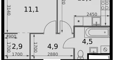 Wohnung 1 zimmer in Moskau, Russland