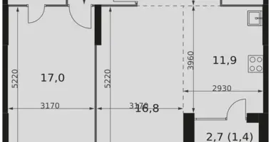 Wohnung 2 zimmer in Moskau, Russland