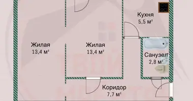 Apartamento 2 habitaciones en Borisov, Belarús