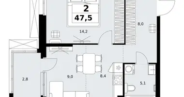 Mieszkanie 2 pokoi w Kommunarka, Rosja