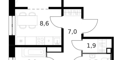Wohnung 3 zimmer in Moskau, Russland