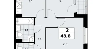 Apartamento 2 habitaciones en Kommunarka, Rusia