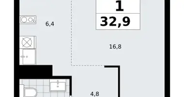 1 room apartment in Troitsk, Russia