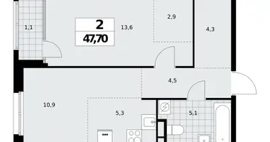 Apartamento 2 habitaciones en Moscú, Rusia