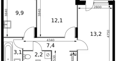 2 room apartment in Sapronovo, Russia