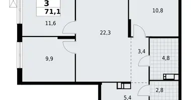 Mieszkanie 3 pokoi w Krasnoye Selo, Rosja