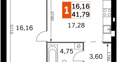 1 room apartment in Odincovskij gorodskoj okrug, Russia