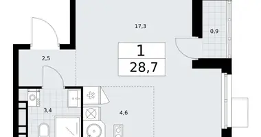 Apartamento 1 habitación en Vnukovo, Rusia