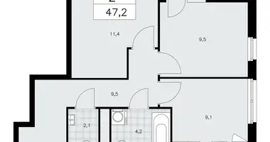 2 room apartment in Kommunarka, Russia