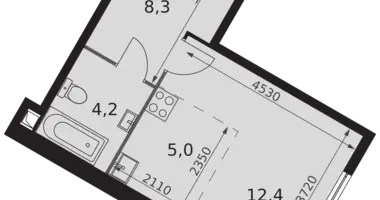 Estudio 1 habitación en Moscú, Rusia