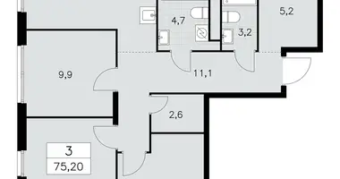 Wohnung 3 zimmer in Moskau, Russland