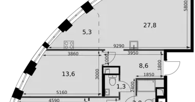 Apartamento 3 habitaciones en Moscú, Rusia