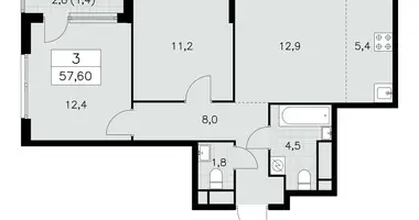 Wohnung 3 zimmer in Moskau, Russland