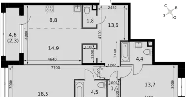 Appartement 3 chambres dans Moscou, Russie