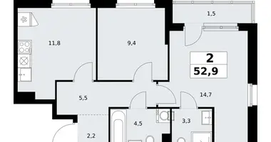 2 room apartment in Kommunarka, Russia