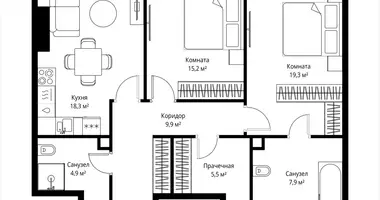 Wohnung 2 zimmer in Moskau, Russland