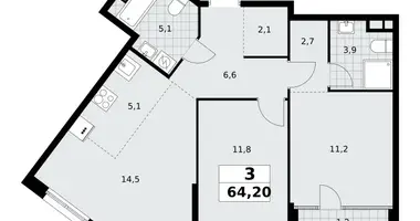Wohnung 3 zimmer in Moskau, Russland