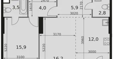 Appartement 2 chambres dans Moscou, Russie