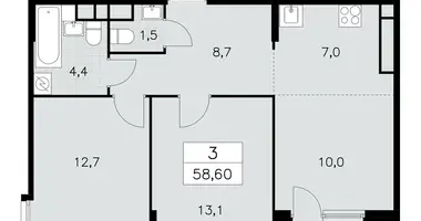 Wohnung 3 zimmer in Moskau, Russland